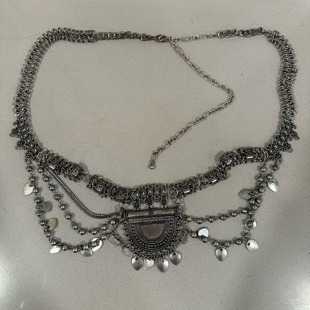 Ornate Silver Adjustable Belt